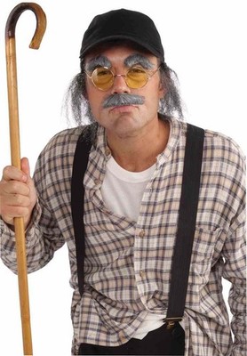 Old Man Disguise Kit Geezer Fancy Dress Up Halloween Adult Costume Accessory