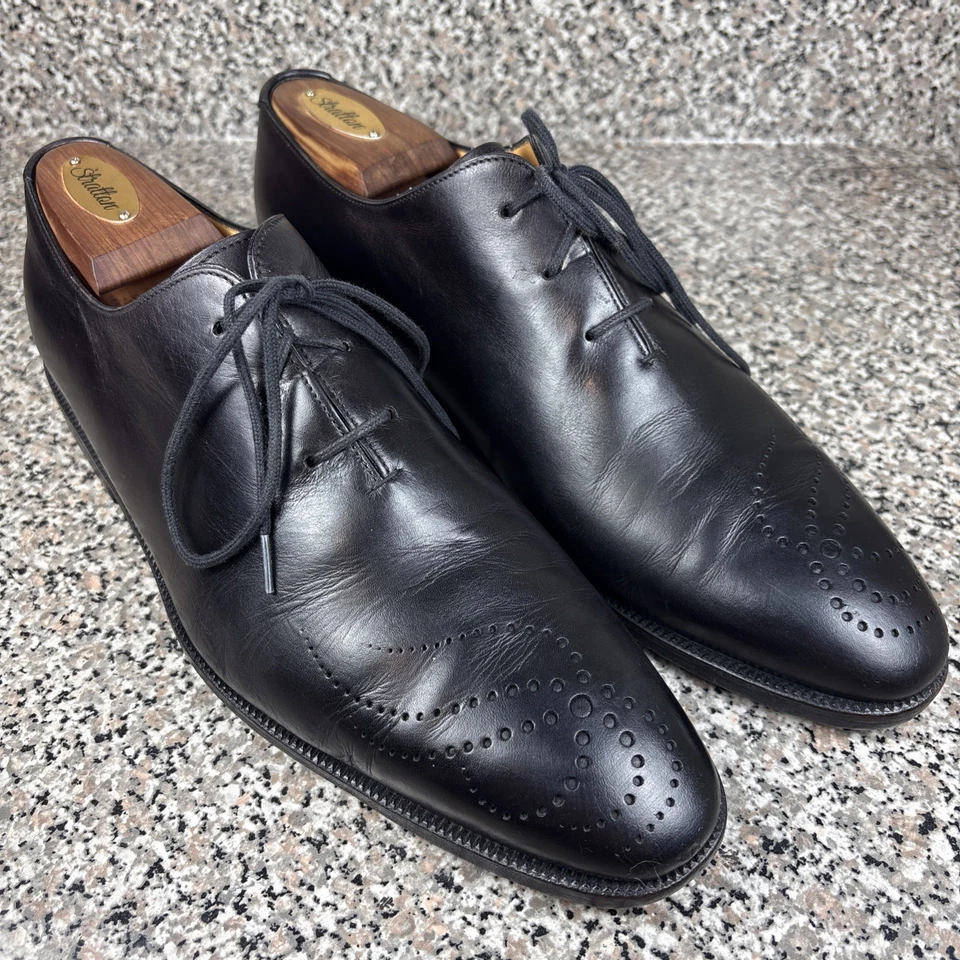 Oxford Tanino Crisci de cuero negro corte completo hechos a mano en Italia hombres 8 UK/9US en muy buen estado Foto 4 de 4