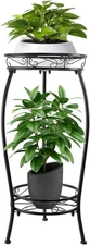 27.1'' Tall Metal Plant Stand, 2-Tier Rustproof Rack for Indoor/Outdoor Use