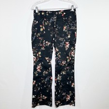 Pilcro Anthropologie Black Floral The Demilune Boot Cut Pants Size 28