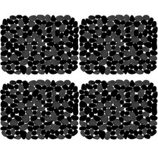 4 Pack Kitchen Sink Mats 15.8x11.8 Inch Pebble PVC Protector Black Drain Pad
