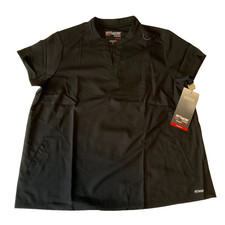 Greys Anatomy By Barco Scrub Top Women Size L Black Pockets Stretch Short Sleeve