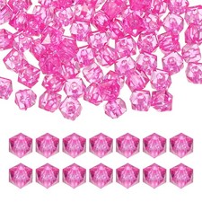 200 Pcs 10mm Rose Red Acrylic Cube Faceted Beads Diamond Spacer Beads for Craft
