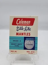 6 Vintage Coleman Silk-Lite Mantles No. 21 A W/Box