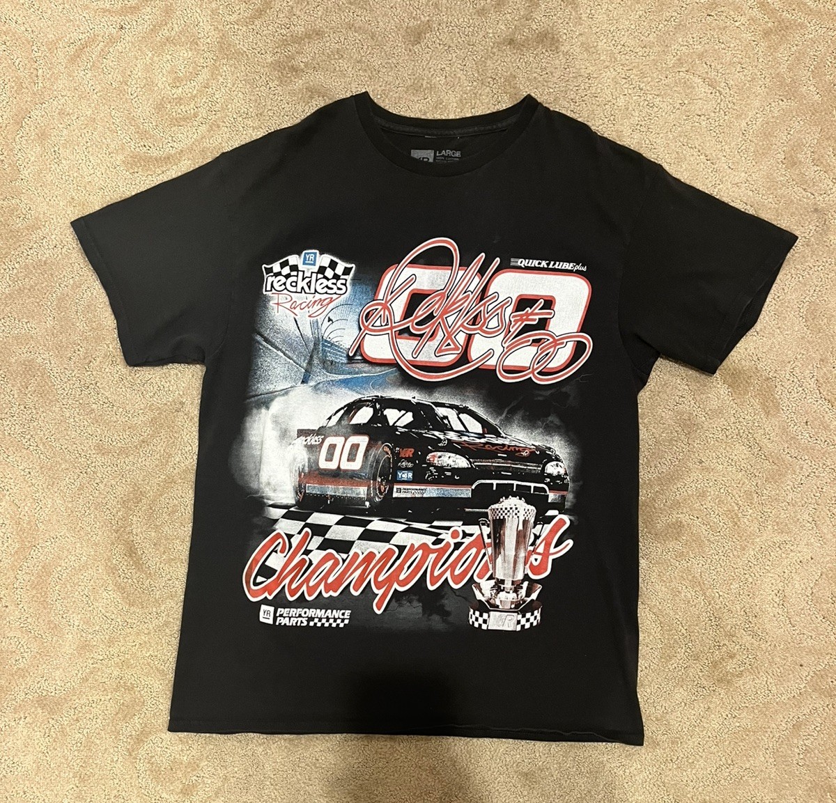 NASCAR Reckless Racing Graphic Black T-Shirt - Men's Size Large | eBay