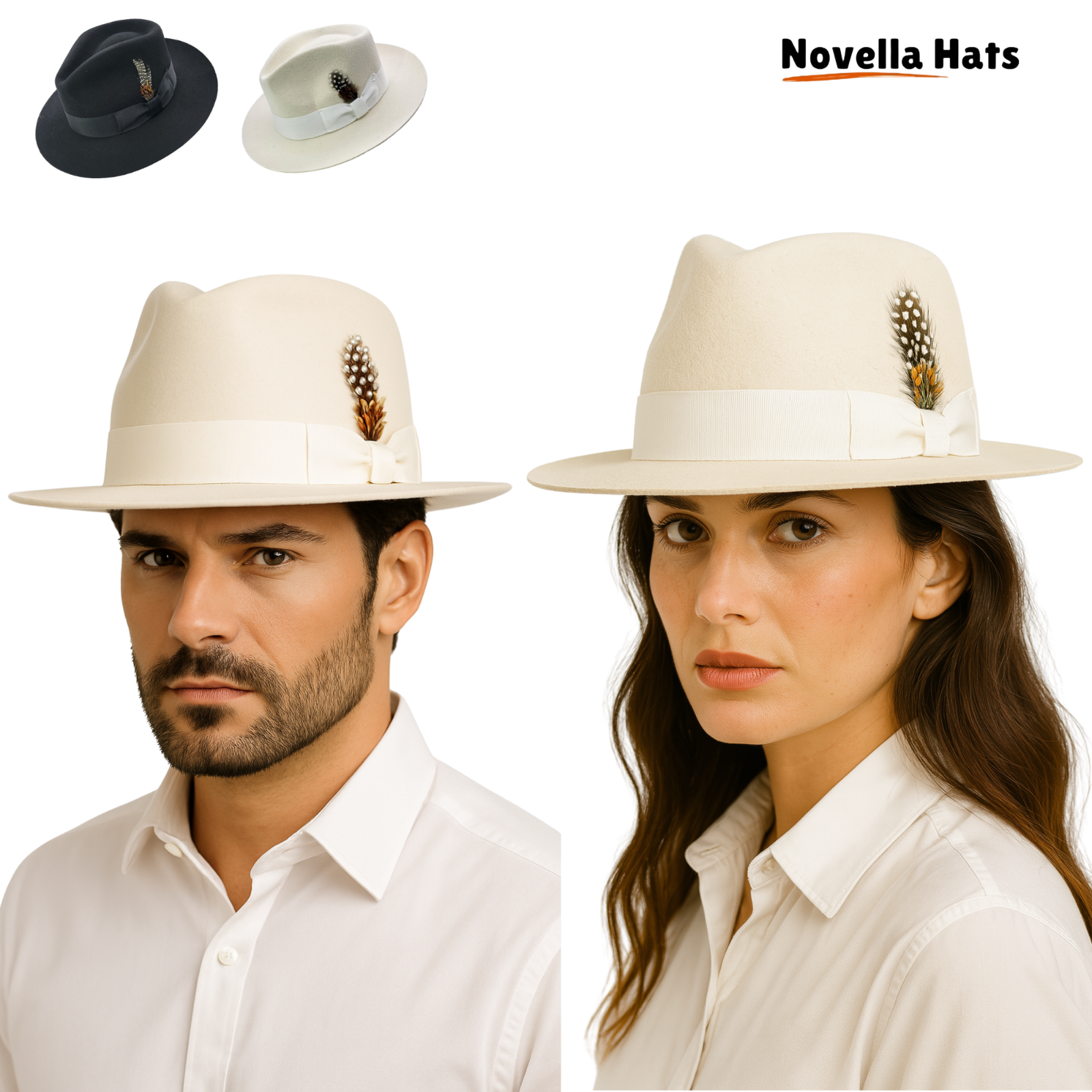 Premium Wool Felt Fedora Hat with Stiff Brim for Men and Women Vintage Style