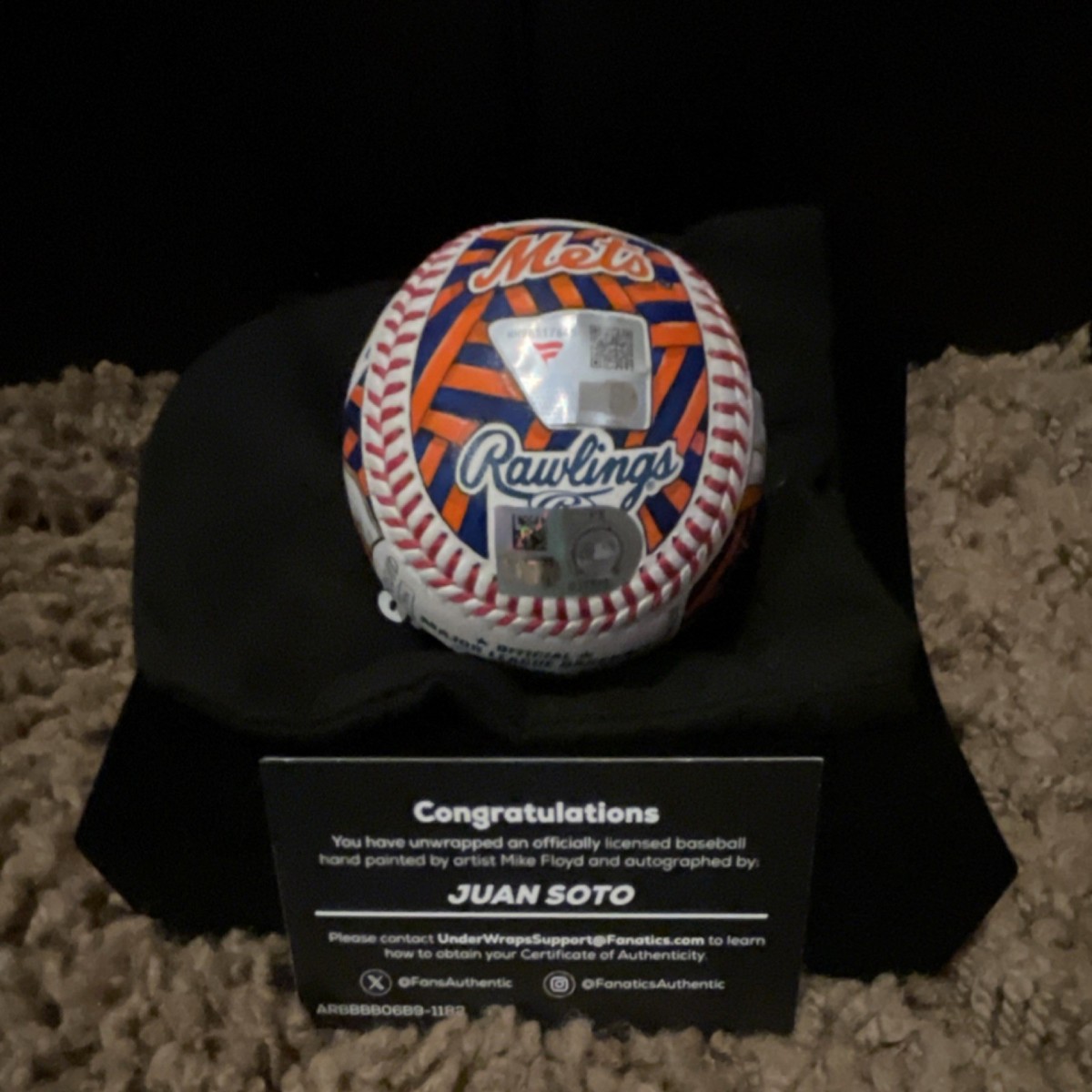 Juan Soto Autographed Hand Painted MLB Baseball New York Mets