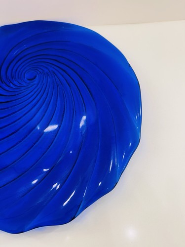 Cobalt Blue 14.5" Serving Platter w/matching Bowl. Swirl Pattern IVV Italy.Heavy - Bild 12 von 14