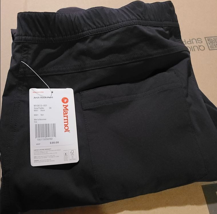 NEW Marmot Mens Arch Rock Pants Black 34