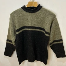 Vtg Classical Culture Rossan Irish Donegal Wool Roll Neck Sweater Brown Wms XL