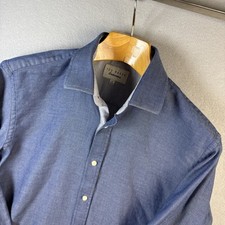 Ted Baker Fitted Shirt Mens 16 34/35 Blue Endurance Long Sleeve Career Workwear