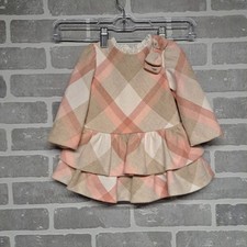 Mayoral Plaid Long Sleeve Flannel Baby Dress Size 9 Months