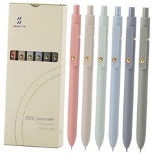 Gel Pens, 6 Pcs 0.5mm Quick Dry Black Ink Pens Fine 6 Pcs Morandi-Black Ink