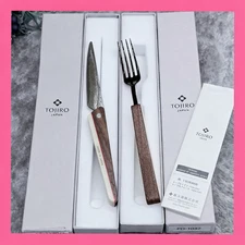 Tojiro Damascus Table Knife Fork Cutlery Set Walnut Handle Tsubame Sanjo Japan