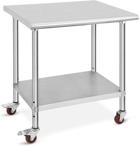 Edelstahl-Arbeitstisch Mit Höhenverstellbarem Unterboden - Für Küche & Gewerbe