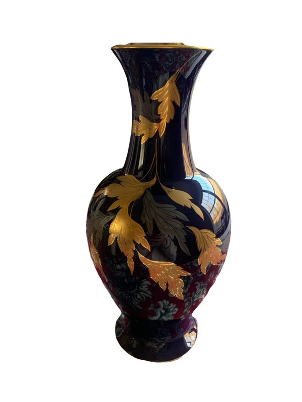 Arita Ware Vase Cobalt Blue And gold petiole vintage traditional craft