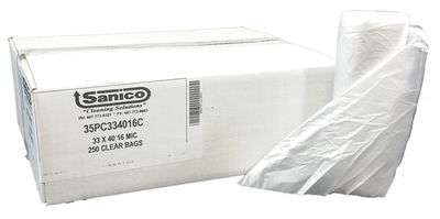 #ad Case of 250 Sanico Pro Lene High Density Bag 33x40 Clear16 mic .63 mil $34.21