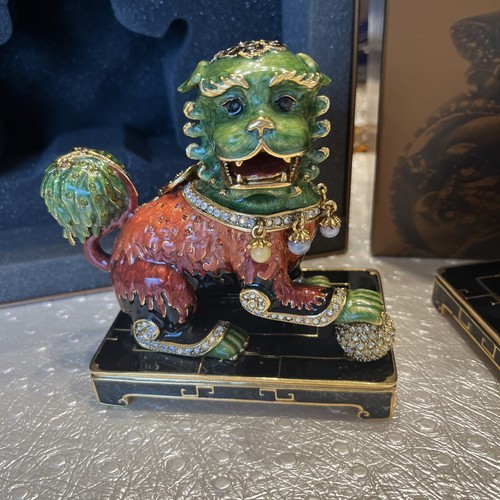 Jay Strongwater Vintage Paar Gilganesh Foo Hunde mit Boxen Limited Edition 300 - Bild 2 von 8