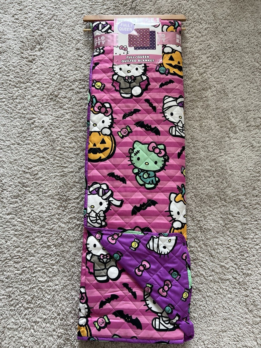 Sanrio Hello Kitty Halloween Quilted Blanket Pink Full/Queen 90x90 NWT
