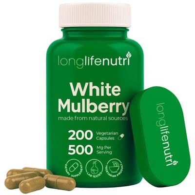 White Mulberry Leaf Extract 500mg - Sourced from Morus Alba Leaf, 200...