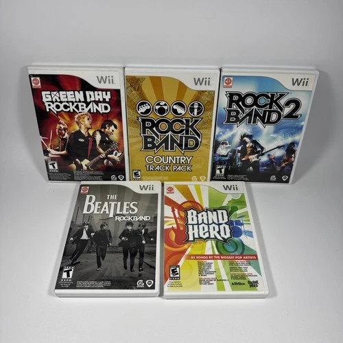 Band Hero Rock Band Country RB 2 Beatles Green Day Track Pack Wii LOT OF 5 VGUC