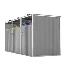 3 Trash Cans Garbage Bin Shed with Lockable Doors Backyard Garden Bin Shed