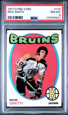 1971 O-Pee-Chee #174 Rick Smith PSA 8 NM-MT - Boston Bruins 1970 Cup Champ