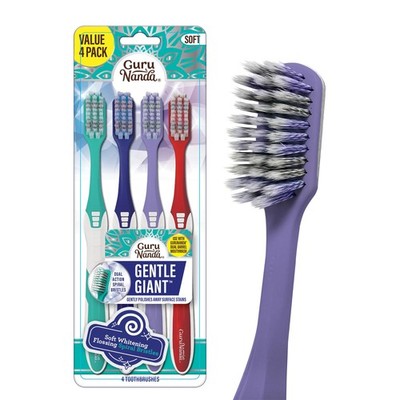 GuruNanda Gentle Giant Toothbrush with Dual 1 Count (Pack of 4), Whitening 