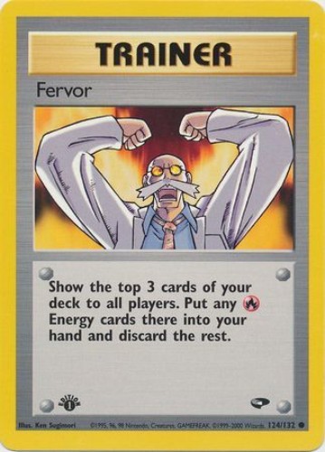 Pokemon Card - Gym Challenge 124/132 - FERVOR (common) **1st Edition** - NM