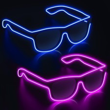 YouRfocus Wireless LED Light Up Glasses 2 Pack With Neon Glow For Rave Party EDM