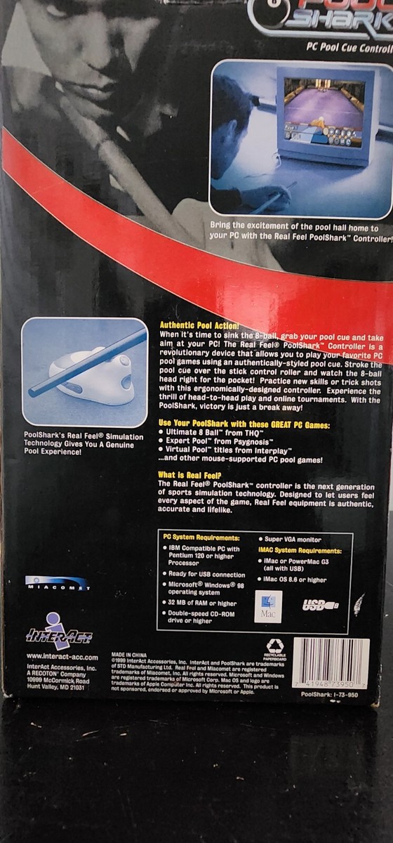 Vintage NOS 1999 Pool Shark Pool Cue USB Computer Mouse PC