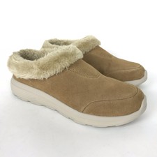skechers gowalk suede faux fur clogs