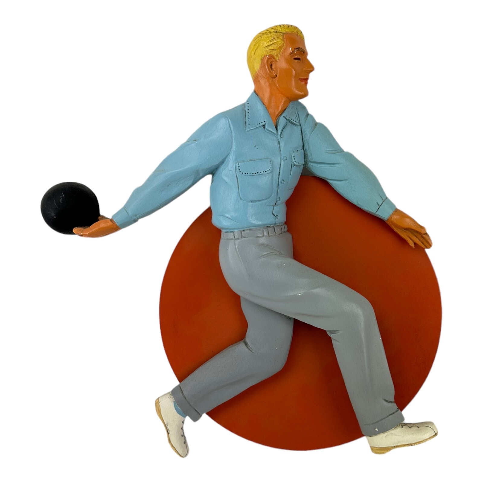 VTG Bowling Advertising Figure Man Wood Sign / 1950's-60's Rockabilly. Store Dis