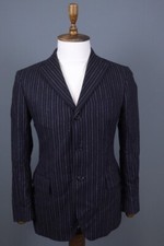 TAGLIATORE NAPOLI Blue Striped Wool Three Button Blazer Sport Coat Size 46