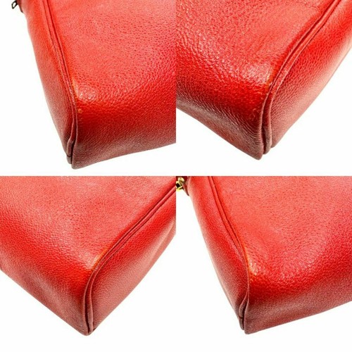 HERMES Jockey Shoulder Bag Horse R Engraving Red Rouge Vintage 6.3" x 6.5" Japan - Picture 5 of 10