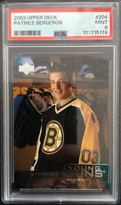 2003-04 Upper Deck Young Guns Hockey Rookie RC #204 Patrice Bergeron PSA 9