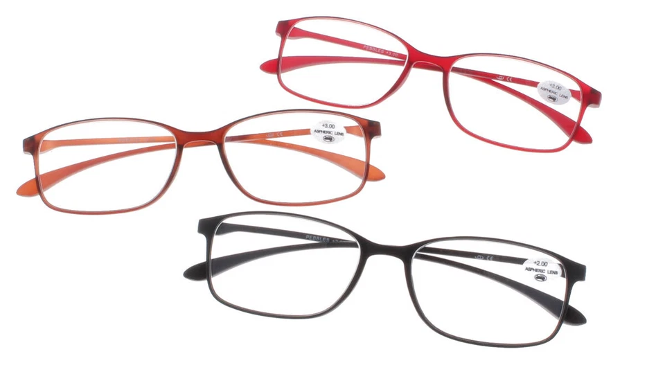 OPTOTEC leichte Fertiglesebrille PEBBLES in braun, rot o. schwarz | +1,0 bis +3,0 | NEU