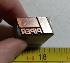 Vintage Letterpress Printing Block Piper Aircraft Airplane Advertising Logo