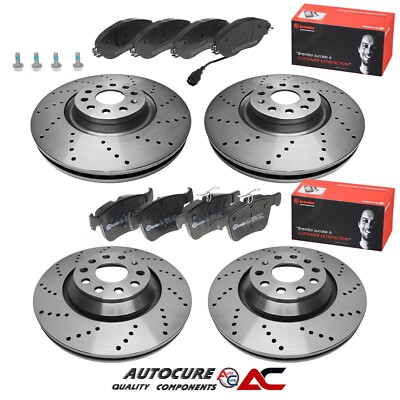 FOR VW GOLF GTI TSI DSG MK8 2.0 FRONT & REAR DRILLED BRAKE DISCS & BREMBO PADS