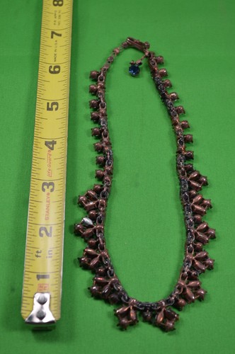 Collana girocollo vintage Trifari strass blu,cristallo trasparente,manca 1 pietra,M3 - Foto 3 di 4