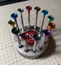 Watch Jewelry Repair Tool Precision Screwdriver FLAT HEAD Blade 12 PC Stand