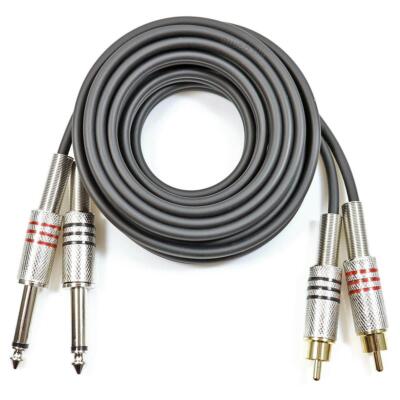 3 m Zwillingskabel 2 Cinch an 2 Klinken-Stecker mono Dual Audiokabel Klinke RCA