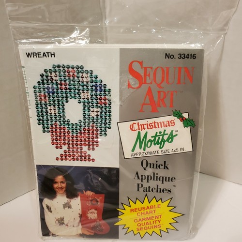 3 Vintage Distlefink Christmas Sequin Applique Kits Ornament Wreath Bell NEW - Picture 3 of 6