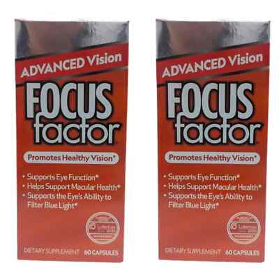 2 x Focus Factor Advanced Vision, 60 Capsules EXP: 5/25