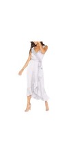 SHOW ME YOUR MUMU Samantha Ruffle Wrap Dress Silver Luxe Satin Small
