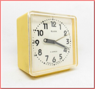 Slava Cube alarm clock, mechanical, vintage decoration year 1980, USSR #161124