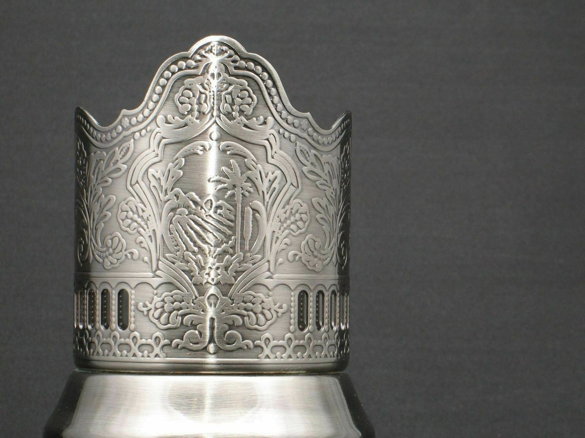 Classic Russian Tea Glass Holder with Coat of Arms Djibouti