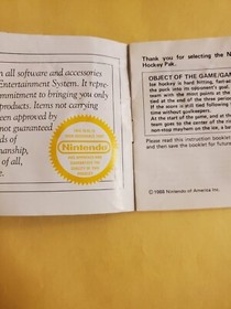 Ice Hockey Authentic Original NES Nintendo Manual Only