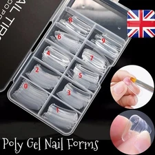 Poly Gel Forms Dual Mould Nail Extension Tips Box 100 Acrylic Builder 10 Sizes