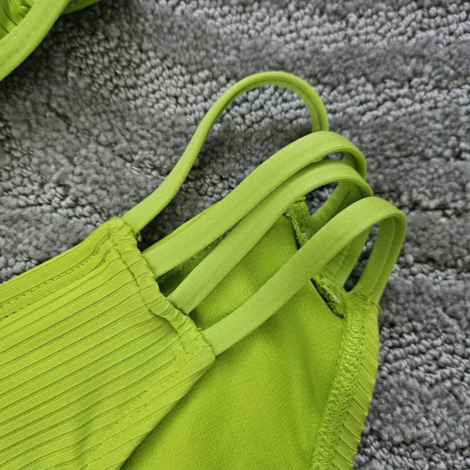 Women 2 PC Tankini Beachwear Swimsuit Beach Bikini Set Lime Green Neon Size XL - Image 2 of 4